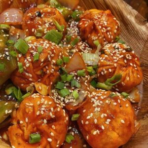 Honey Chilli Momos in sweet and spicy sauce